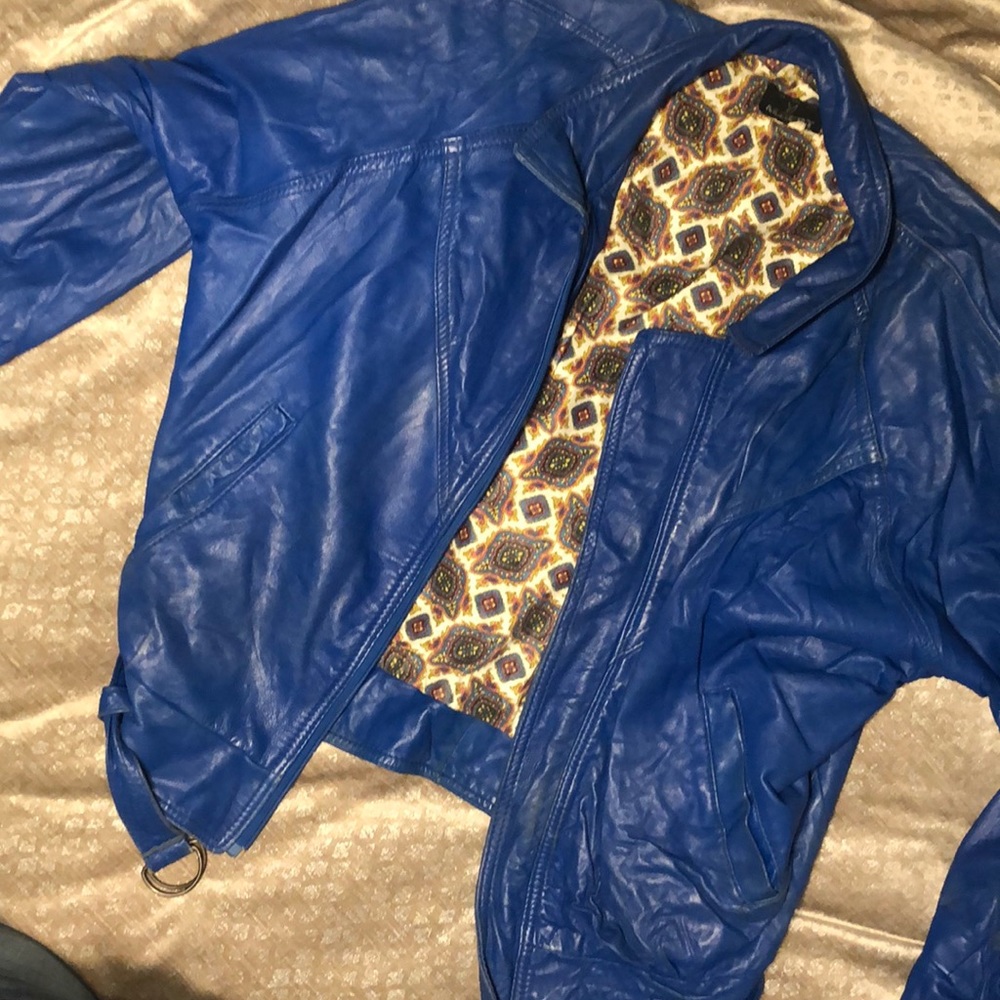 Vintage Blue Leather Jacket